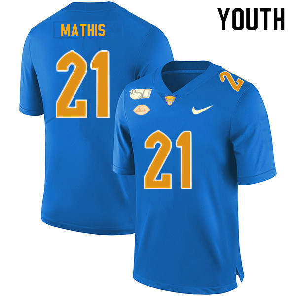 2019 Youth #21 Damarri Mathis Pitt Panthers College Football Jerseys Sale-Royal